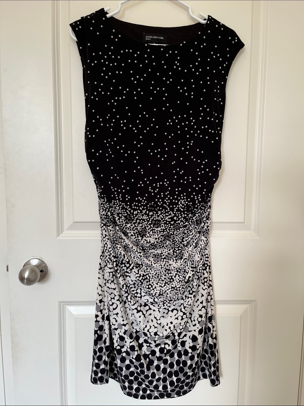 Jones New York Black and White Gradient Polka Dot Dress